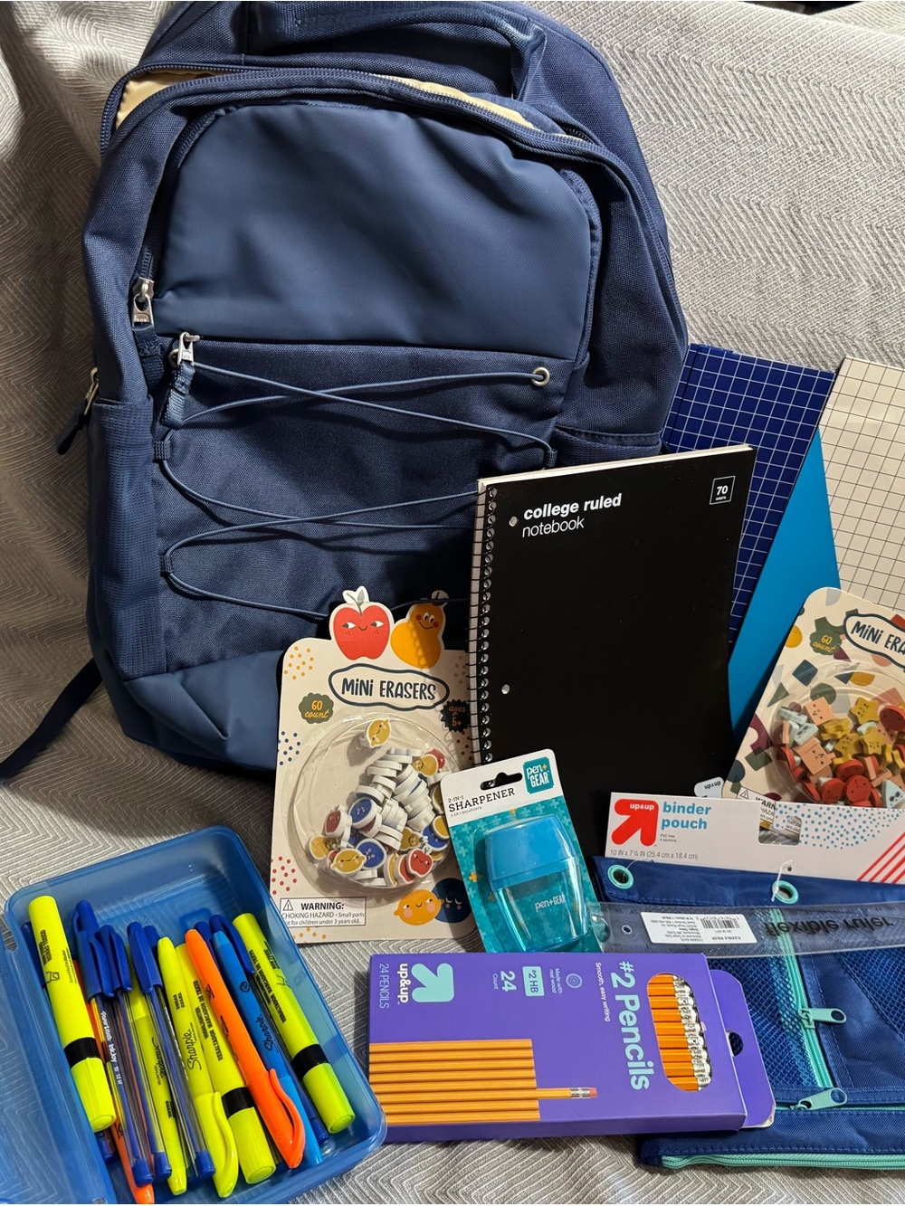 All In Motion backpack with school supplies - ready for back to school.